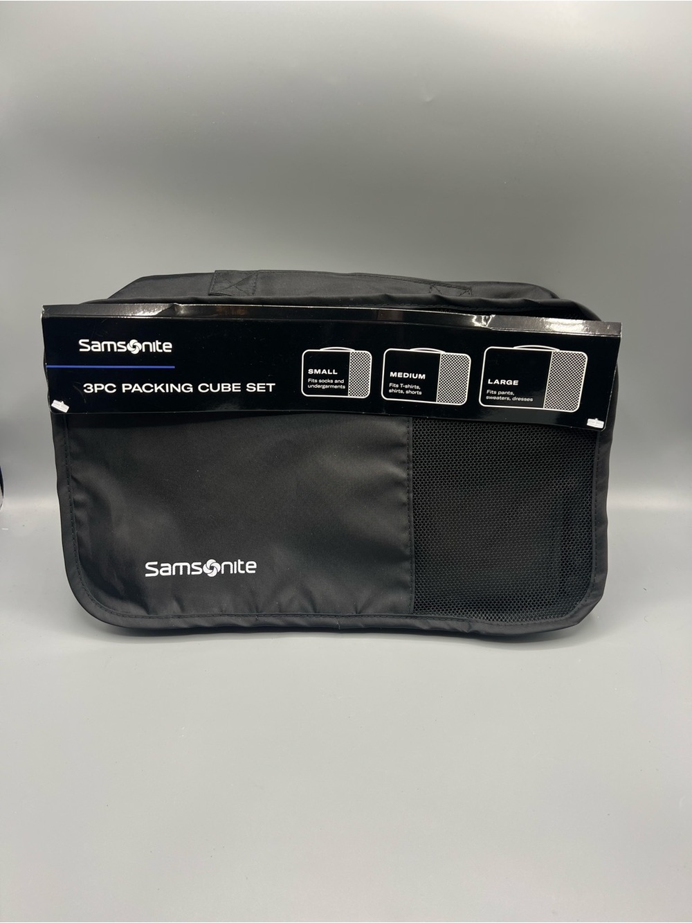 Samsonite Black 3pc Packing Cube Travel Organizer Set NWT